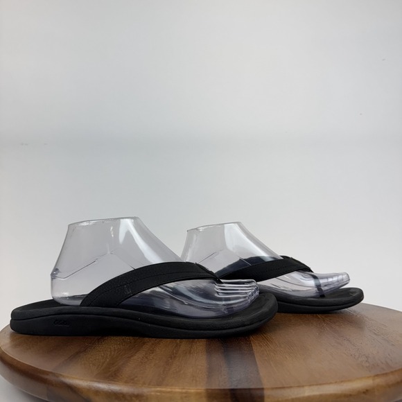 Womens Olukai Kulapa Kai Black Comfort Causal Thong Flip Flops Sandals Size 9 M - Picture 1 of 8